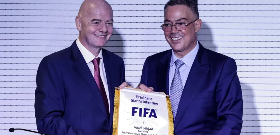 Gianni Infantino и Fouzi Lekjaa на церемонии открытия
