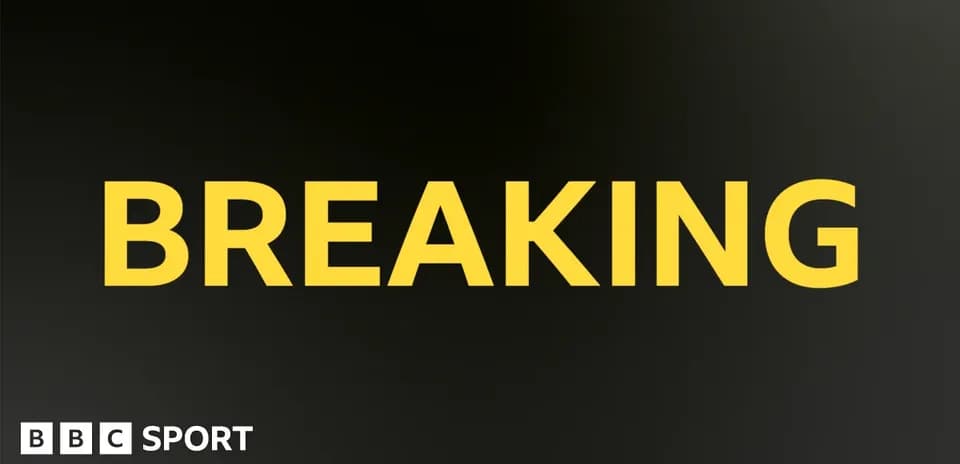 Breaking news alert graphic from BBC Sport