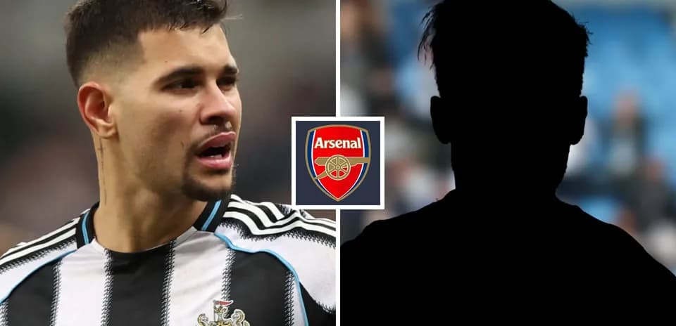 Игрок Newcastle с логотипом Arsenal на фоне