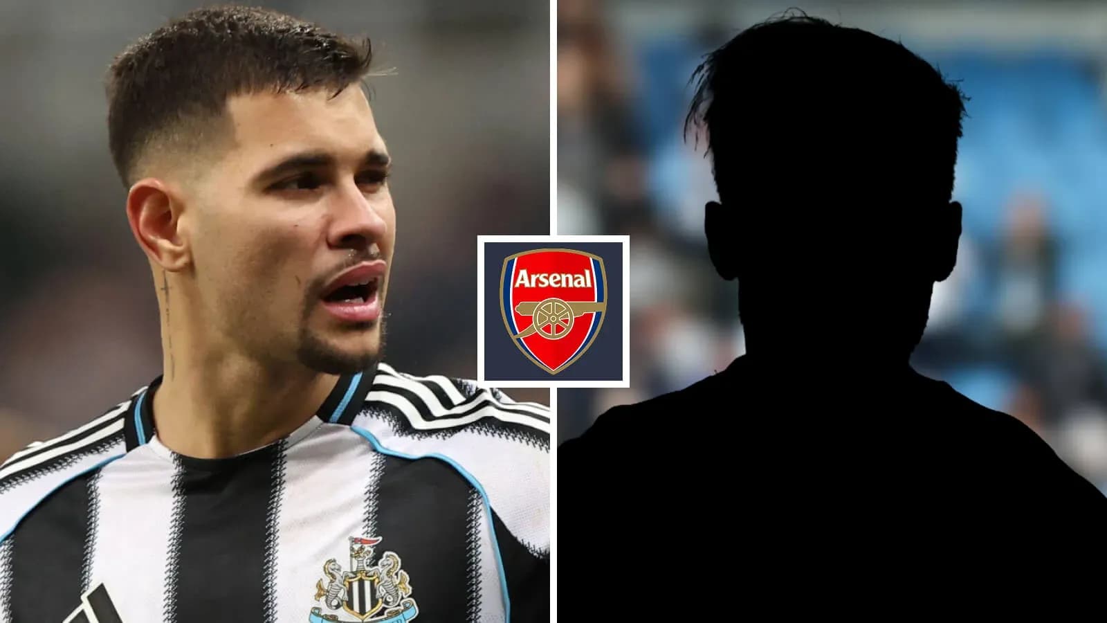 Игрок Newcastle с логотипом Arsenal на фоне