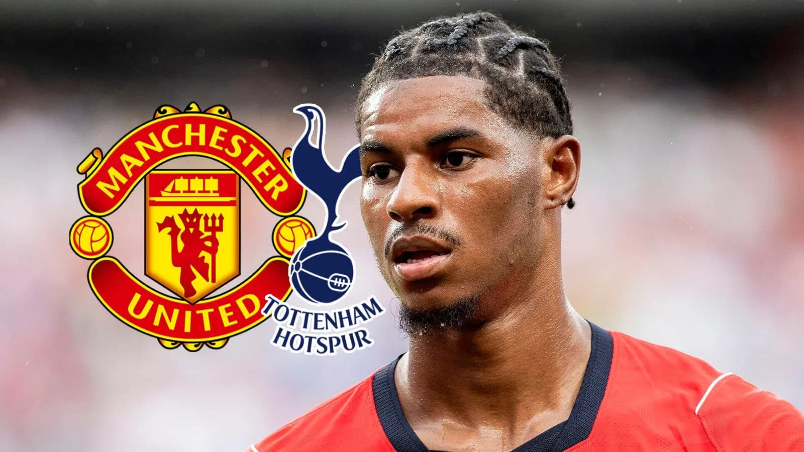 Игрок Manchester United на фоне логотипов клубов