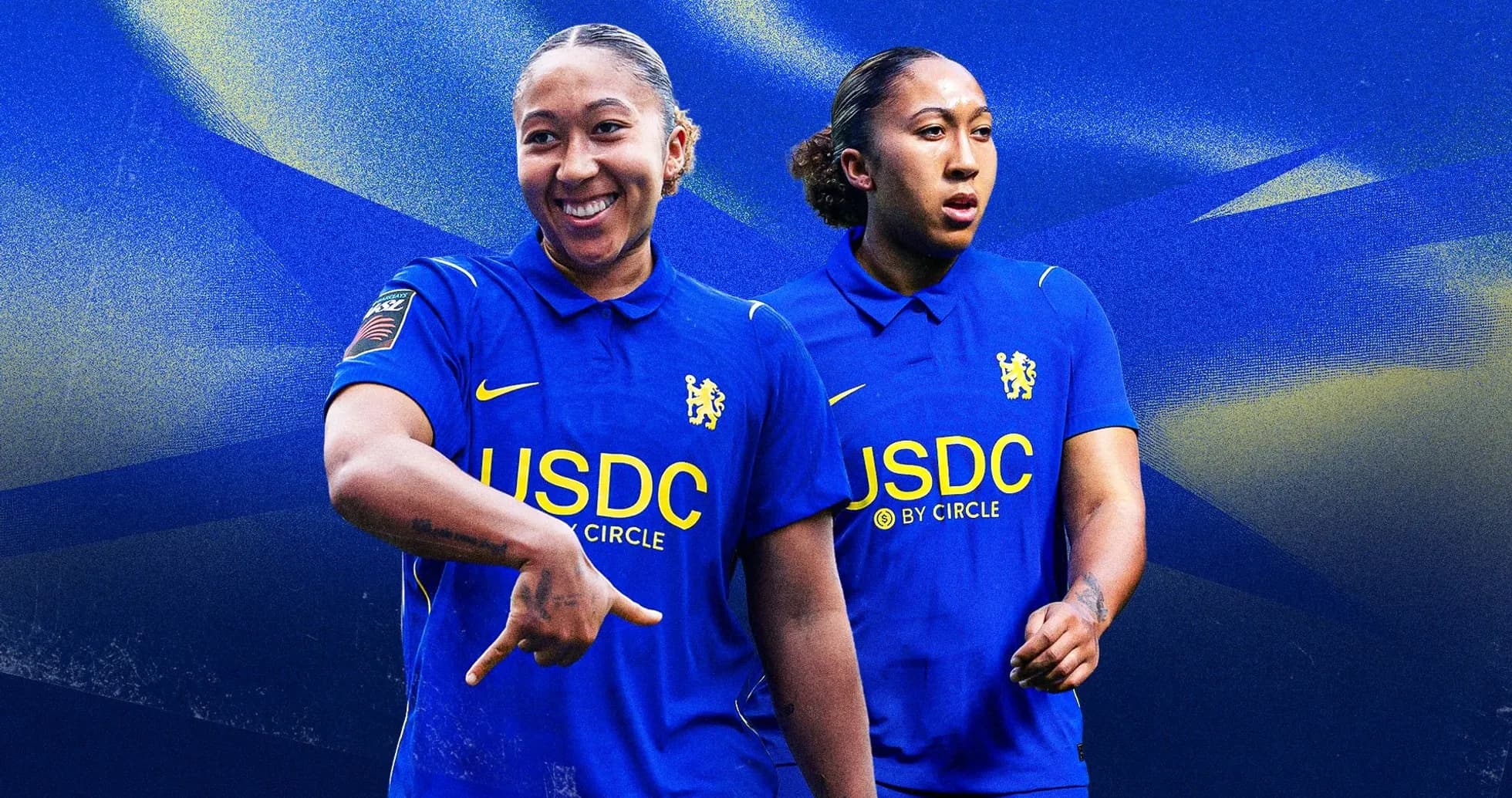 Игрок в синей футболке Chelsea на фоне