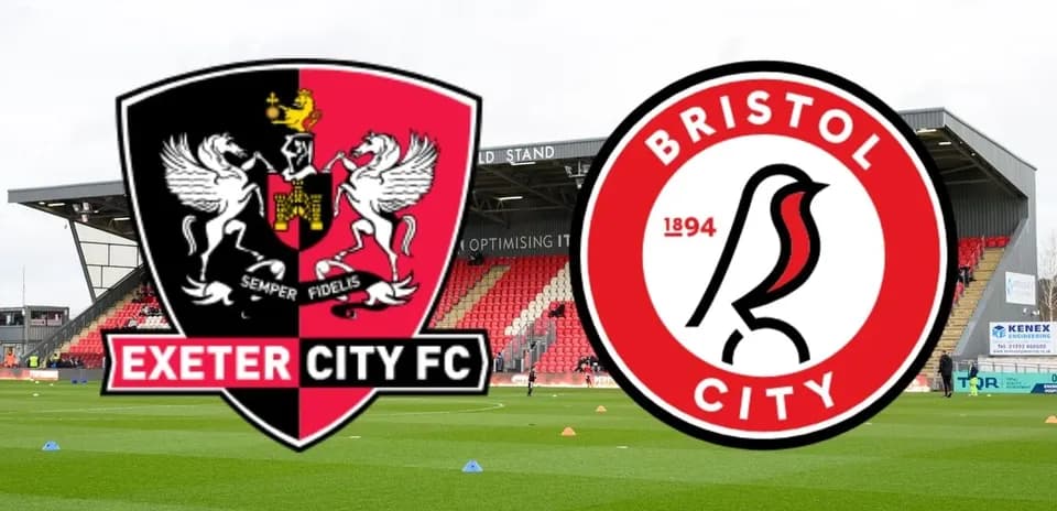 Логотипы Exeter City FC и Bristol City на стадионе