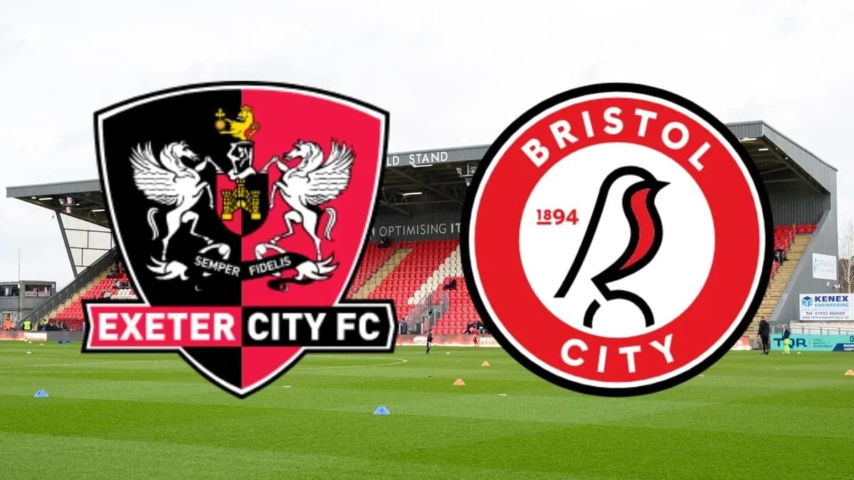 Логотипы Exeter City FC и Bristol City на стадионе