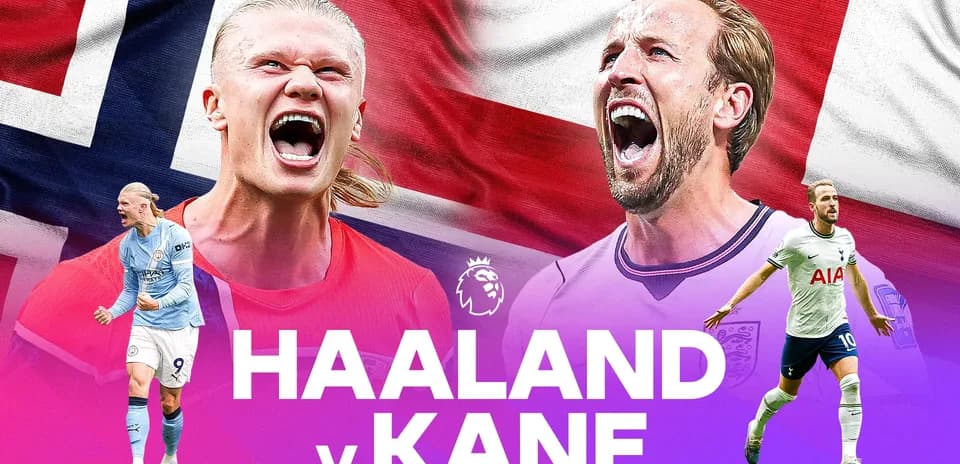 Haaland and Kane facing off with national flags