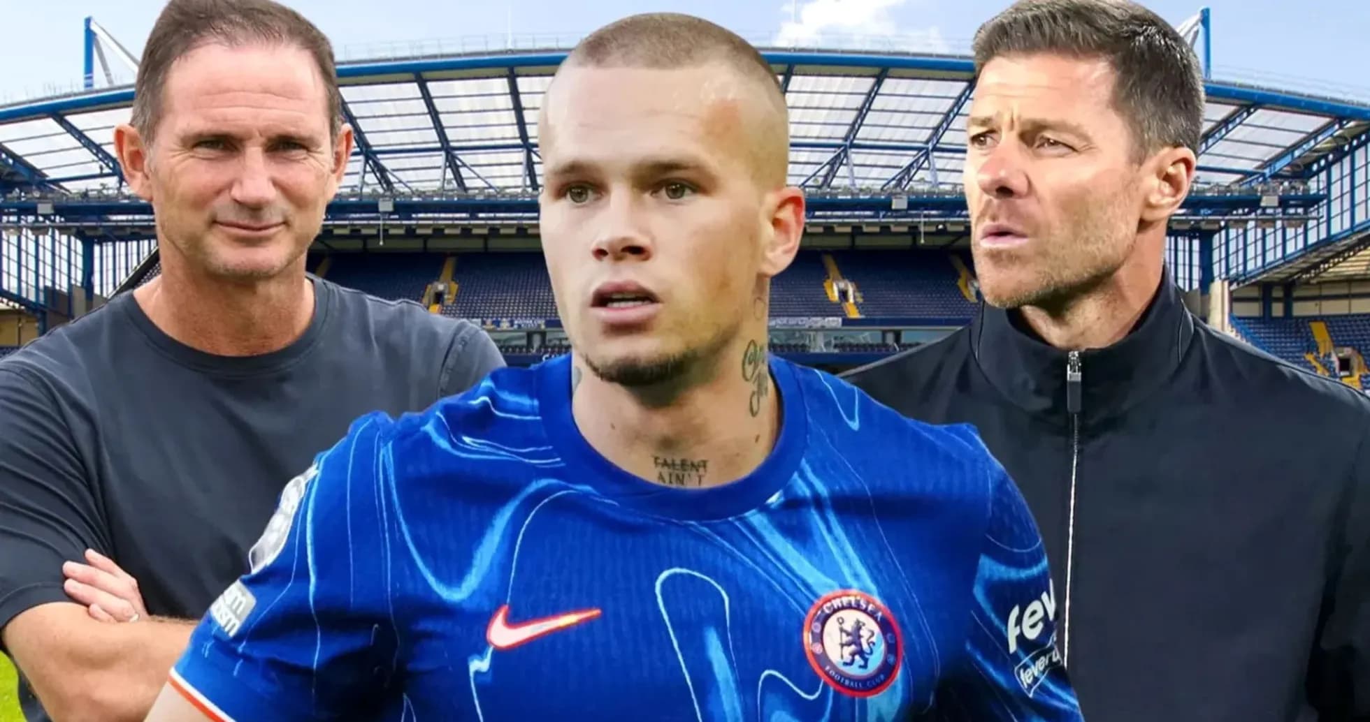 Тренеры и игрок Chelsea на стадионе Stamford Bridge