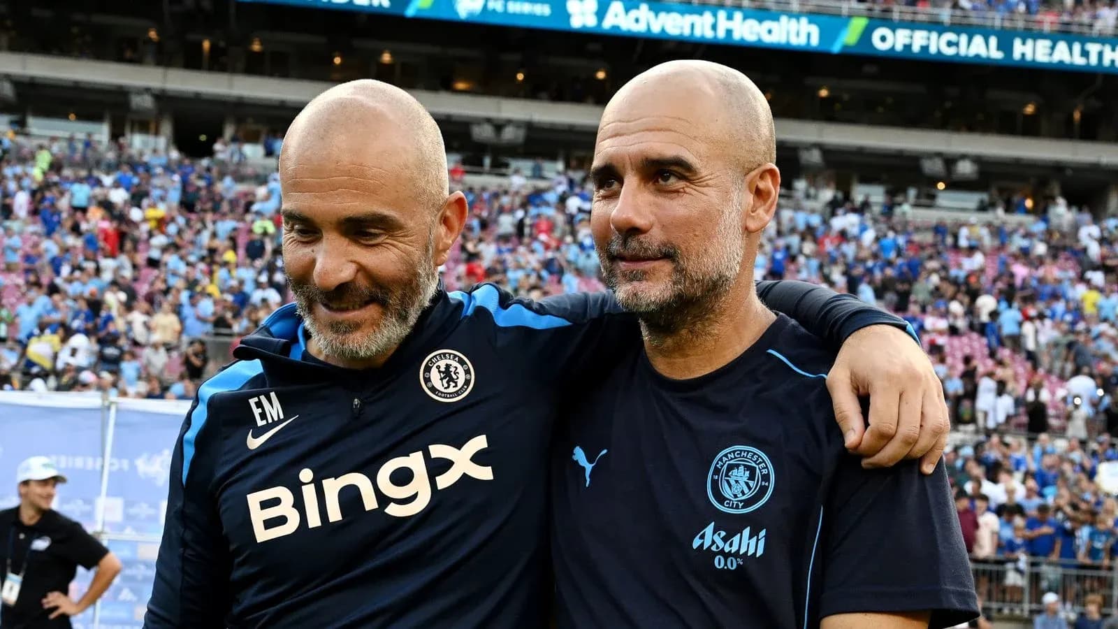 Тренеры Chelsea и Manchester City на стадионе