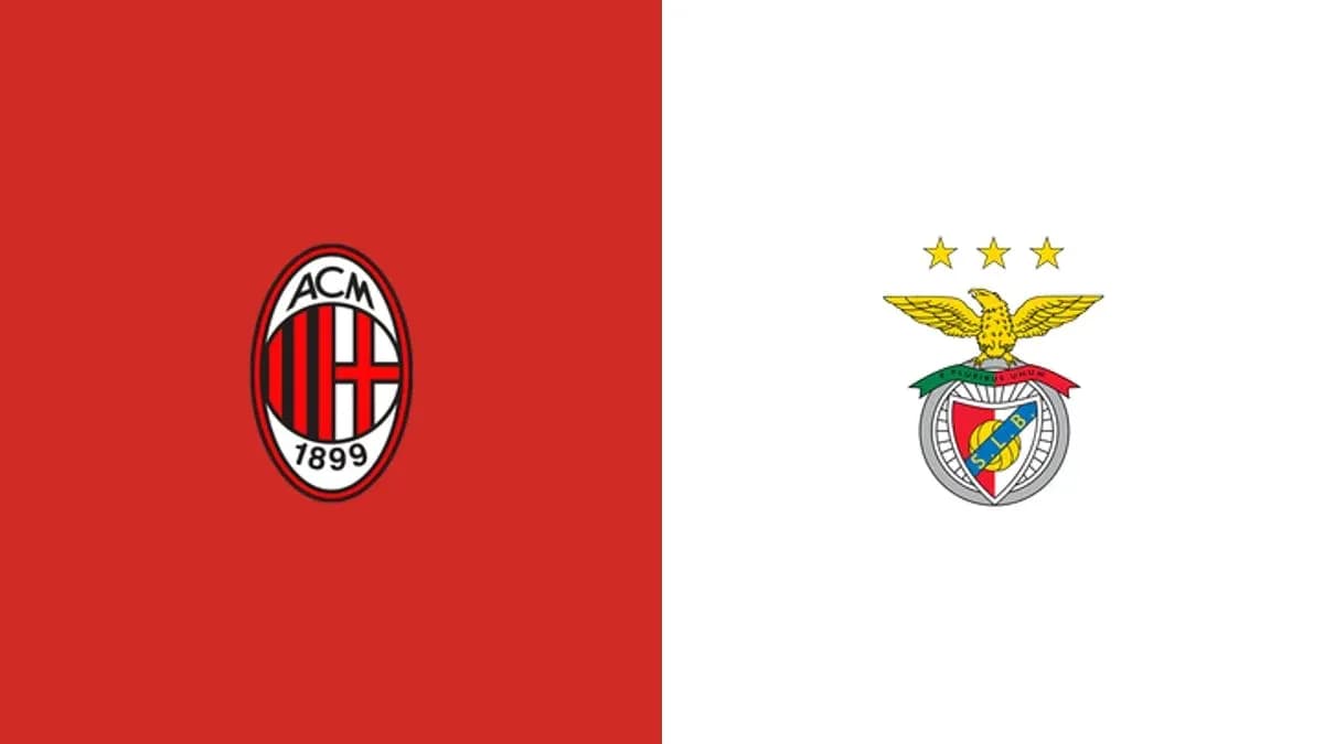 Логотипы AC Milan и Benfica на фоне