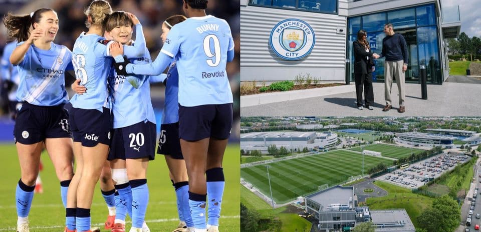 Игроки Manchester City празднуют гол на поле Игроки Manchester City празднуют гол на поле
