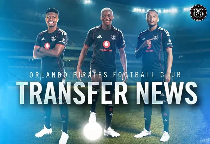 Игроки Orlando Pirates в форме на фоне стадиона Игроки Orlando Pirates в форме на фоне стадиона
