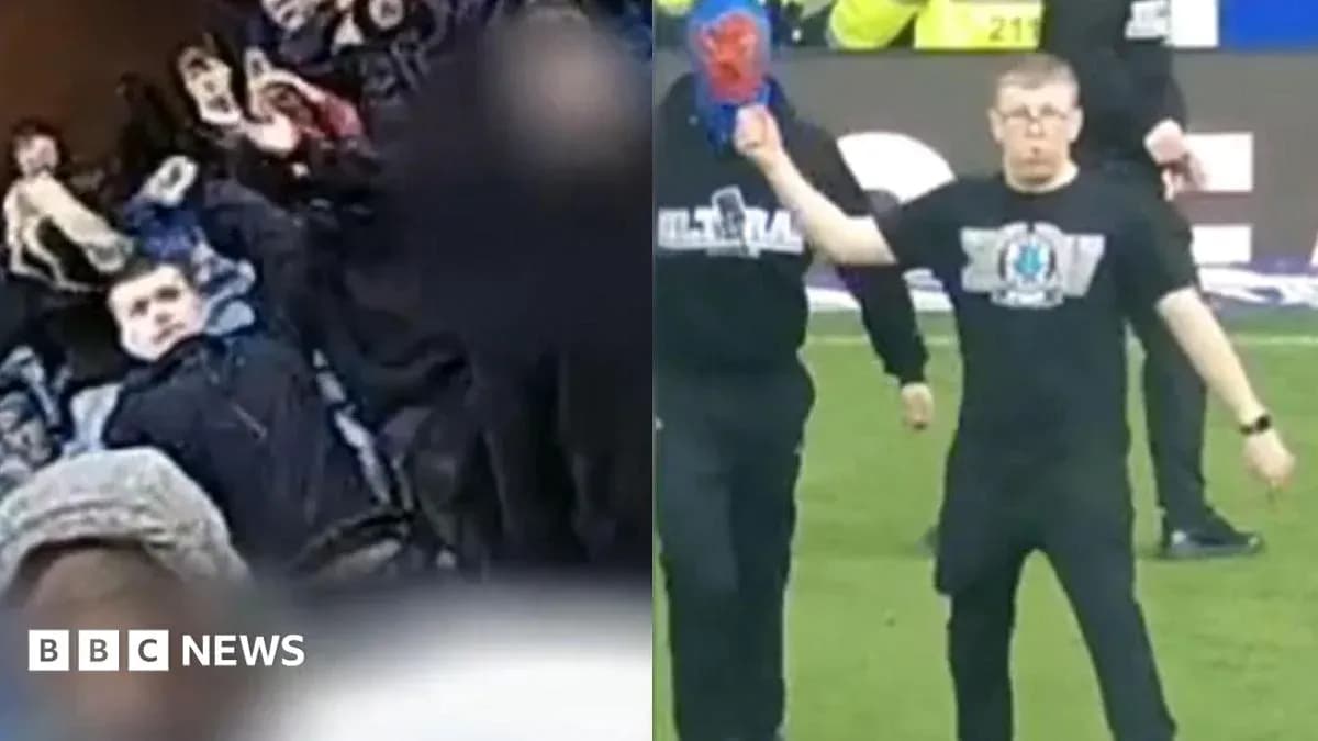 Fans celebrating during a football match Fans celebrating during a football match