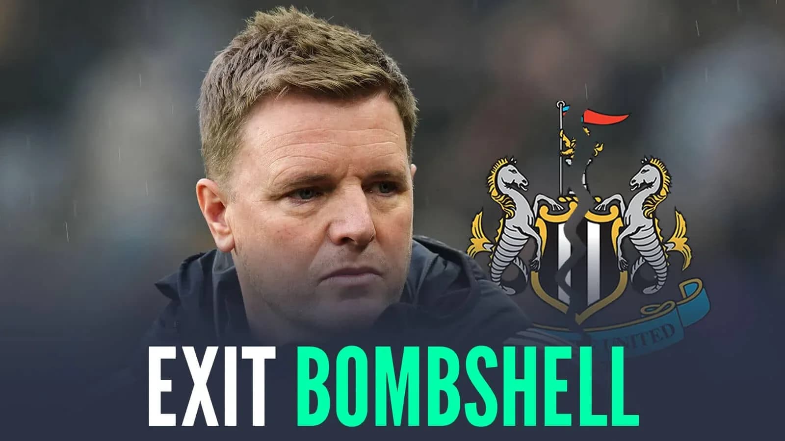 Тренер Newcastle United на фоне логотипа клуба Тренер Newcastle United на фоне логотипа клуба