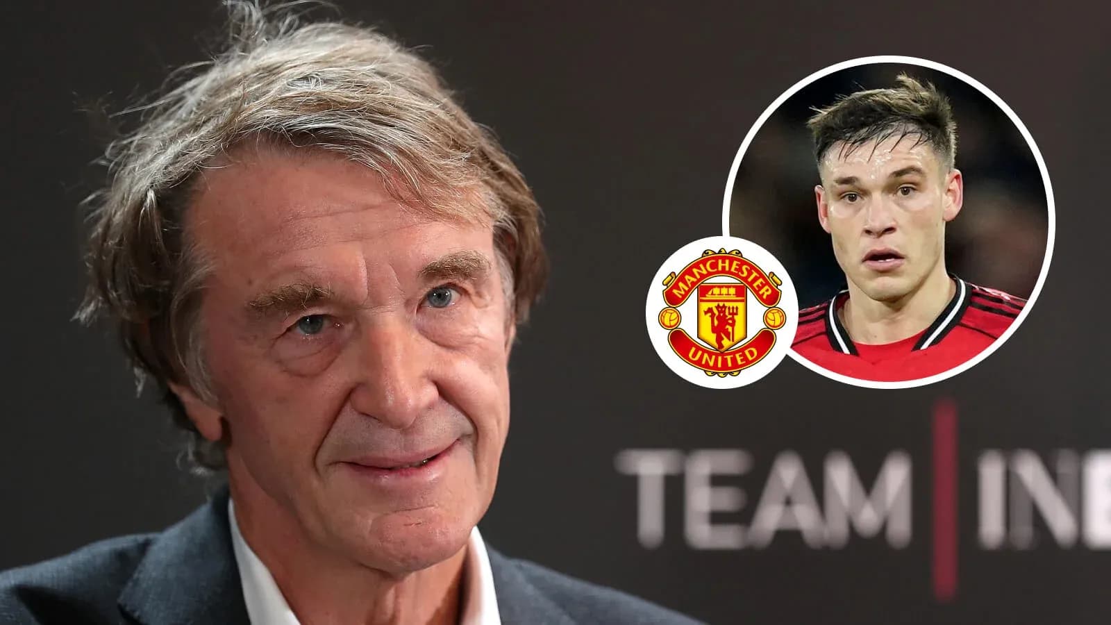 Человек на пресс-конференции с логотипом Manchester United Человек на пресс-конференции с логотипом Manchester United
