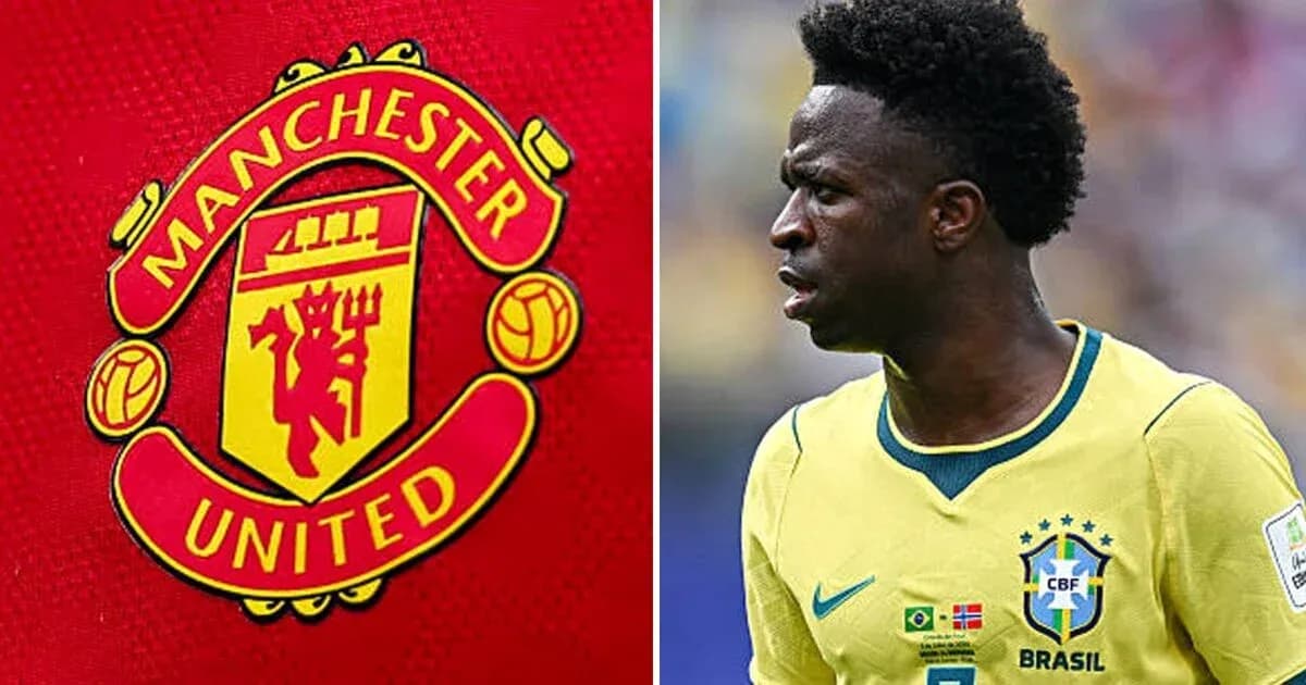 Логотип Manchester United и игрок в форме Бразилии Логотип Manchester United и игрок в форме Бразилии