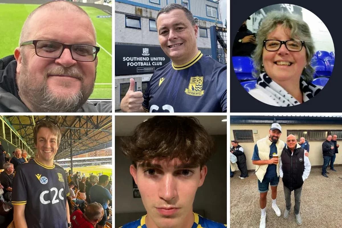 Фанаты Southend United на стадионе и вне его Фанаты Southend United на стадионе и вне его